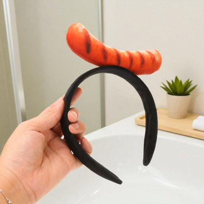 Red Hot Dog Headband - Funny Food Hat Costume Party Accessory for Adults, Silly Crazy Headpiece for Halloween and Theme Parties