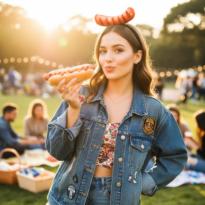 Red Hot Dog Headband - Funny Food Hat Costume Party Accessory for Adults, Silly Crazy Headpiece for Halloween and Theme Parties