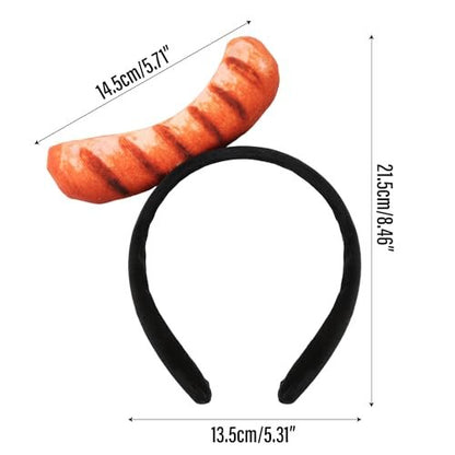 Red Hot Dog Headband - Funny Food Hat Costume Party Accessory for Adults, Silly Crazy Headpiece for Halloween and Theme Parties