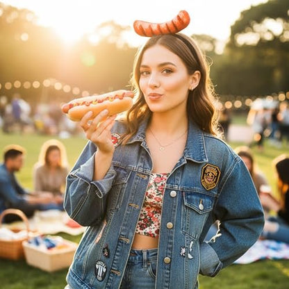 Red Hot Dog Headband - Funny Food Hat Costume Party Accessory for Adults, Silly Crazy Headpiece for Halloween and Theme Parties