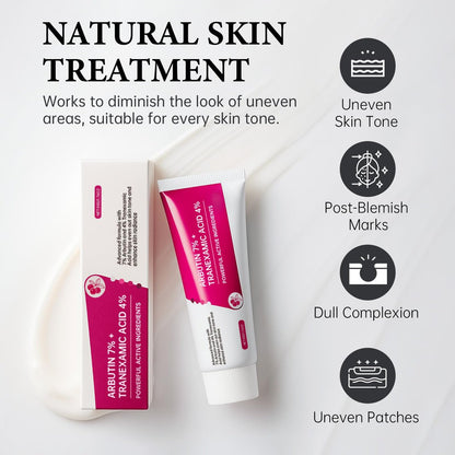EELHOE Arbutin 7% + Tranexamic Acid 4% Cream - 70,000ppm Arbutin & 40,000ppm TXA - Dark Spot Corrector, Pigmentation Reducer, Even Skin Tone Moisturizer (1.76 fl.oz)