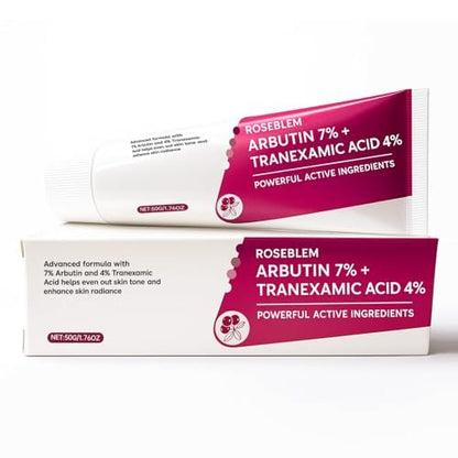 Roseblem Arbutin 7% + Tranexamic Acid 4% Face Cream for Dark Spots & Uneven Skin Tone – Hydrating, Non-Irritating, Safe for Sensitive Skin 1.76 oz