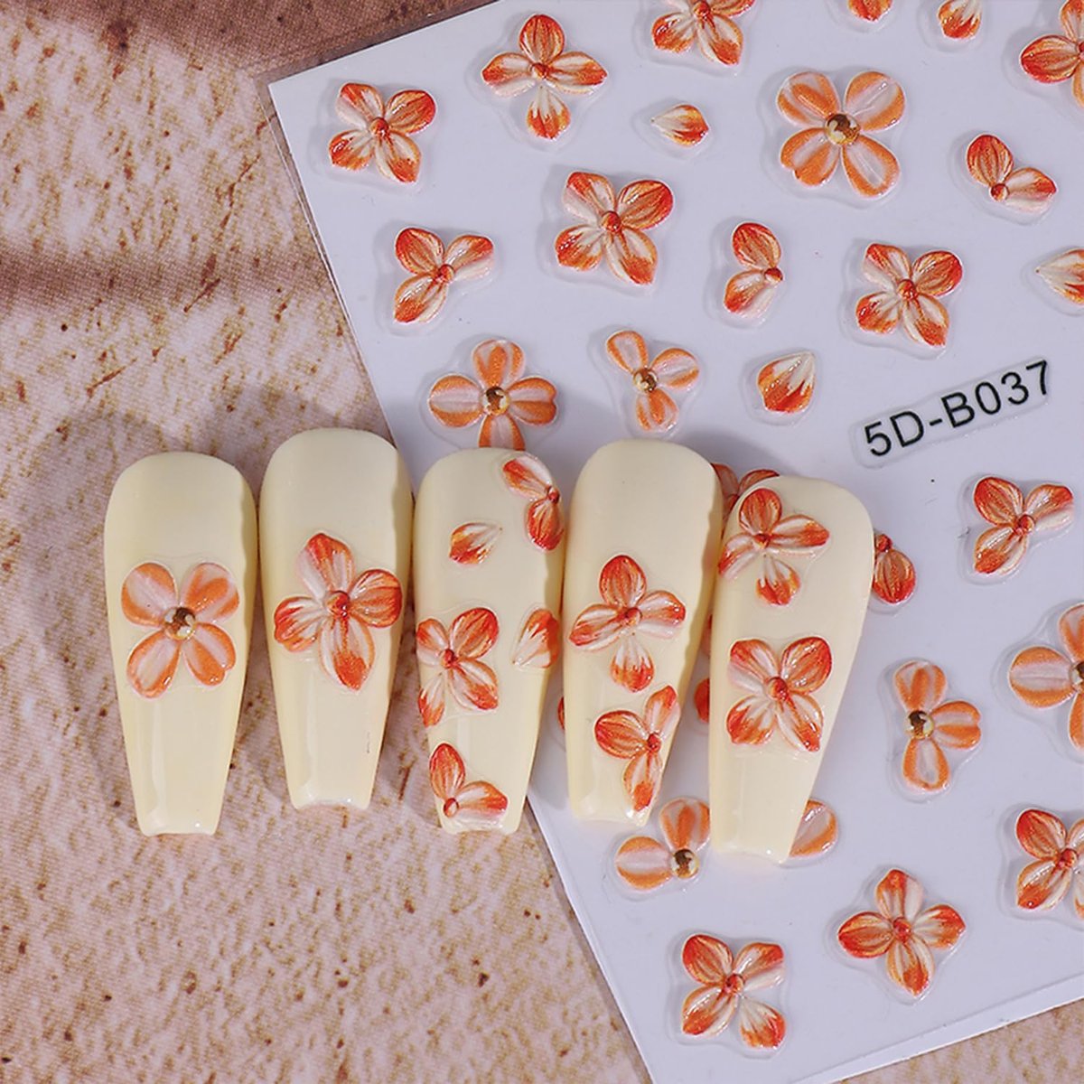QEYRIYI Flower Nail Stickers - 3D Self-Adhesive Lily, Hibiscus, Tulip Floral Nail Decals for Women DIY Manicure (4 Sheets, Multicolour) - görsel 11
