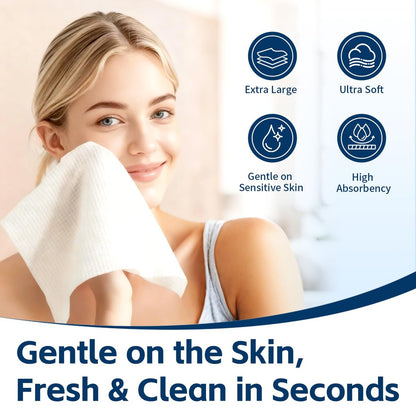 Celitina Towels XL - 100% Biobased Disposable Face Towels for Sensitive Skin, Ultra Soft Makeup Remover Dry Wipes, Thick Facial Cleansing Cloths (1 Pack, 50 Count)