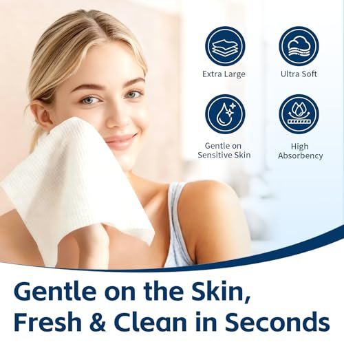 Celitina Towels XL - 100% Biobased Disposable Face Towels for Sensitive Skin, Ultra Soft Makeup Remover Dry Wipes, Thick Facial Cleansing Cloths (1 Pack, 50 Count) - görsel 4