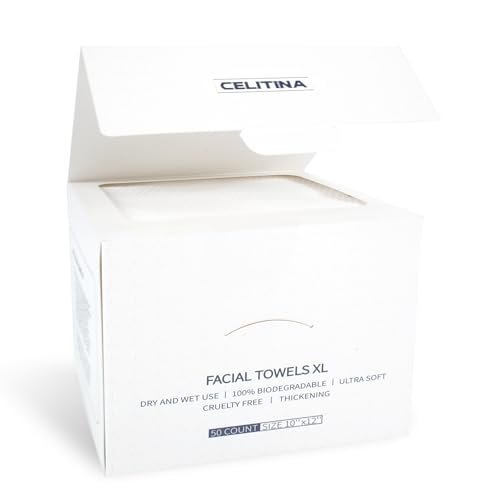 Celitina Towels XL - 100% Biobased Disposable Face Towels for Sensitive Skin, Ultra Soft Makeup Remover Dry Wipes, Thick Facial Cleansing Cloths (1 Pack, 50 Count) - görsel 2