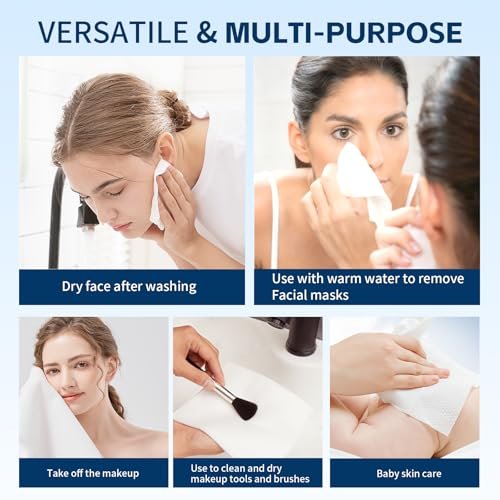 Celitina Towels XL - 100% Biobased Disposable Face Towels for Sensitive Skin, Ultra Soft Makeup Remover Dry Wipes, Thick Facial Cleansing Cloths (1 Pack, 50 Count) - görsel 6