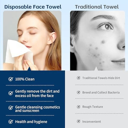 Celitina Towels XL - 100% Biobased Disposable Face Towels for Sensitive Skin, Ultra Soft Makeup Remover Dry Wipes, Thick Facial Cleansing Cloths (1 Pack, 50 Count)