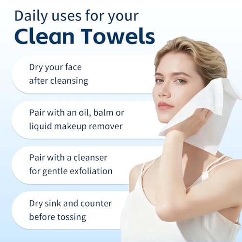 Celitina Towels XL - 100% Biobased Disposable Face Towels for Sensitive Skin, Ultra Soft Makeup Remover Dry Wipes, Thick Facial Cleansing Cloths (1 Pack, 50 Count) - görsel 10