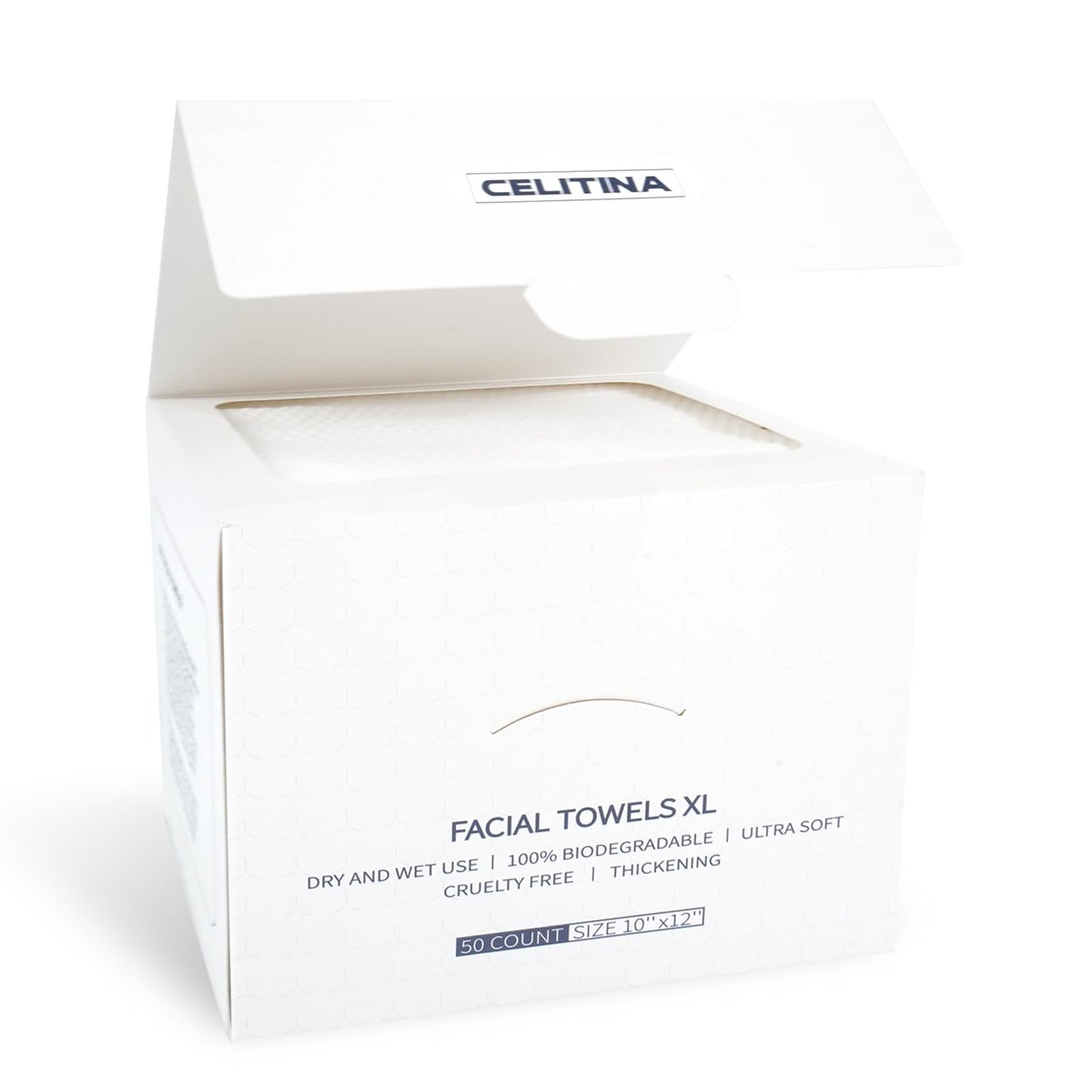 Celitina Towels XL - 100% Biobased Disposable Face Towels for Sensitive Skin, Ultra Soft Makeup Remover Dry Wipes, Thick Facial Cleansing Cloths (1 Pack, 50 Count) - görsel 1