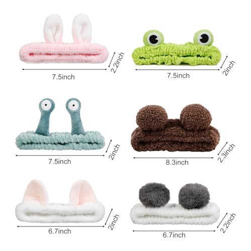 AIBFRID 6PCS Animal Ear Spa Headbands - Cute Cat Ear Face Wash Headband, Soft Knotted Hairband for Women Girls, Multicolor Set Avelisse