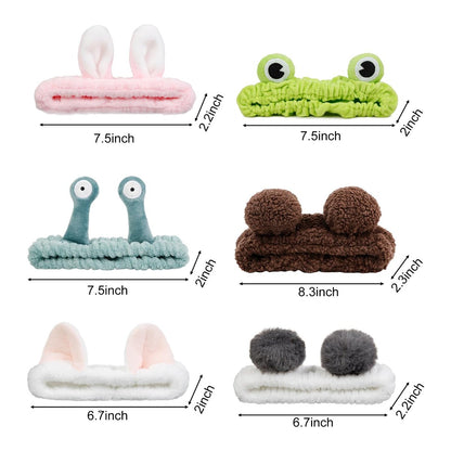 AIBFRID 6PCS Animal Ear Spa Headbands - Cute Cat Ear Face Wash Headband, Soft Knotted Hairband for Women Girls, Multicolor Set Avelisse