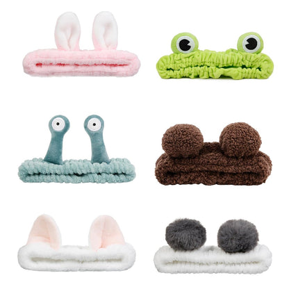 AIBFRID 6PCS Animal Ear Spa Headbands - Cute Cat Ear Face Wash Headband, Soft Knotted Hairband for Women Girls, Multicolor Set Avelisse