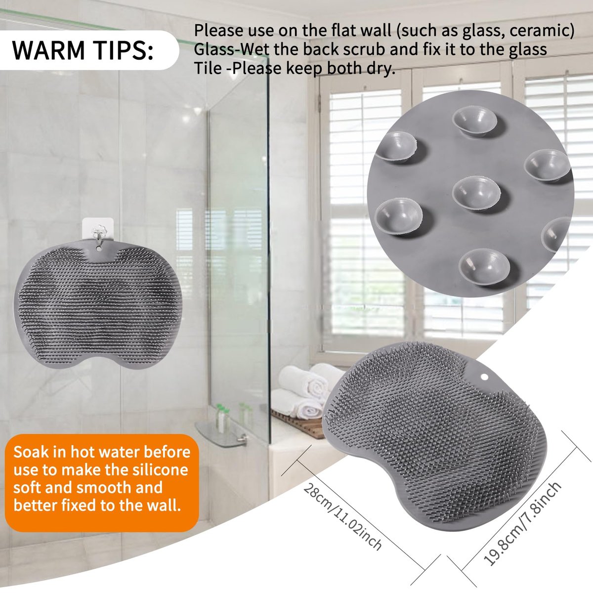 3-Pack Silicone Shower Foot Scrubber – Body Scrubber with Wall-Mounted Suction Cups for Men & Women by RARKVEN - görsel 13