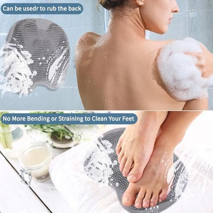 3-Pack Silicone Shower Foot Scrubber – Body Scrubber with Wall-Mounted Suction Cups for Men & Women by RARKVEN