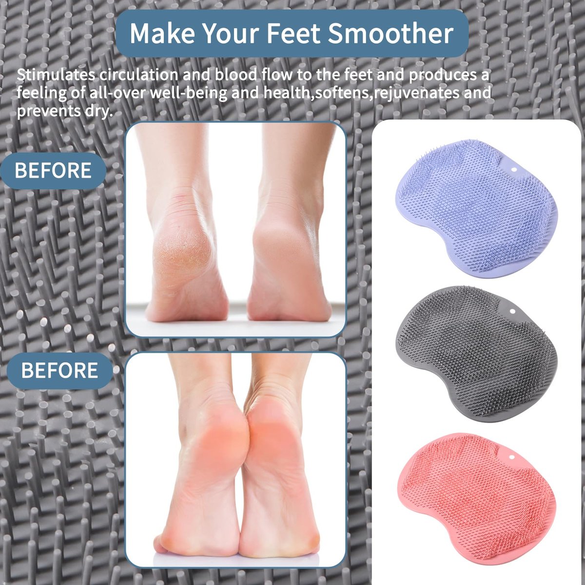 3-Pack Silicone Shower Foot Scrubber – Body Scrubber with Wall-Mounted Suction Cups for Men & Women by RARKVEN - görsel 11