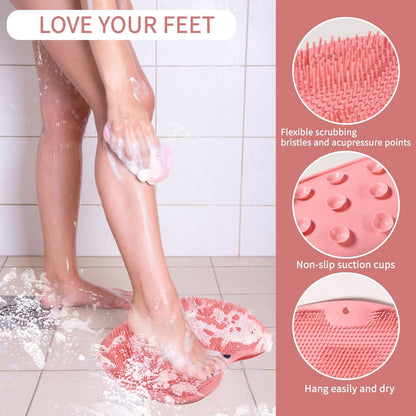 3-Pack Silicone Shower Foot Scrubber – Body Scrubber with Wall-Mounted Suction Cups for Men & Women by RARKVEN