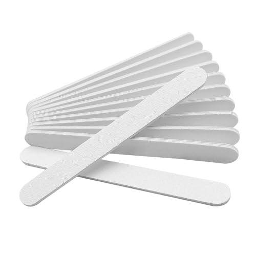White Nail Files (12 Pack) - Professional 100/180 Grit Double-Sided Emery Boards for Natural Nails, Acrylics & Gels, Durable Fingernail and Toenail File Kit for Manicure & Pedicure - görsel 2