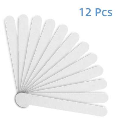 White Nail Files (12 Pack) - Professional 100/180 Grit Double-Sided Emery Boards for Natural Nails, Acrylics & Gels, Durable Fingernail and Toenail File Kit for Manicure & Pedicure