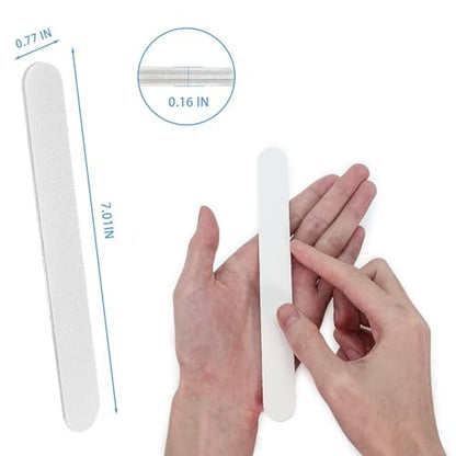 White Nail Files (12 Pack) - Professional 100/180 Grit Double-Sided Emery Boards for Natural Nails, Acrylics & Gels, Durable Fingernail and Toenail File Kit for Manicure & Pedicure