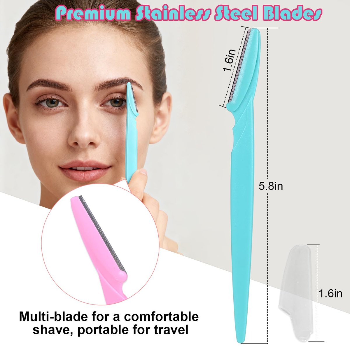 KXICYUR 15-Piece Value Pack Men's and Women's Beauty Tool Set: Disposable Razors & Eyebrow Razors, Non-Slip Grip, Travel-Friendly - görsel 9