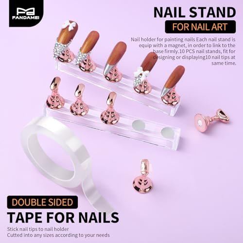 FANDAMEI 15-Piece Nail Art Tools Set - Acrylic Nail Brush, Nail Stand, Rhinestones, Dotting Tool, and More for Professional Nail Design - görsel 8