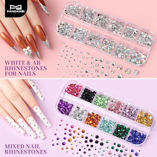 FANDAMEI 15-Piece Nail Art Tools Set - Acrylic Nail Brush, Nail Stand, Rhinestones, Dotting Tool, and More for Professional Nail Design - görsel 10