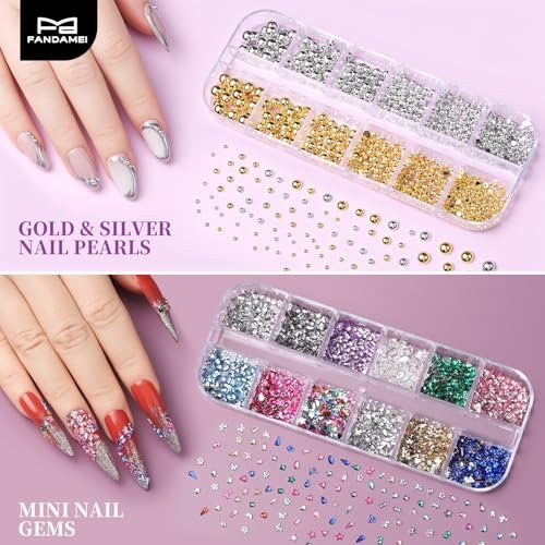 FANDAMEI 15-Piece Nail Art Tools Set - Acrylic Nail Brush, Nail Stand, Rhinestones, Dotting Tool, and More for Professional Nail Design - görsel 12