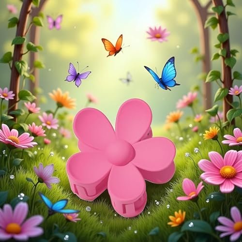 Rose Red Candy Colored Flower Hair Claw Clip – Big Cute Claw Clip for Thick Hair, Sweet Flower Hair Clip - görsel 7