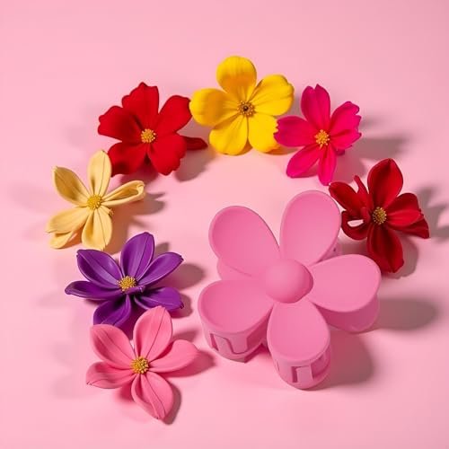 Rose Red Candy Colored Flower Hair Claw Clip – Big Cute Claw Clip for Thick Hair, Sweet Flower Hair Clip - görsel 5