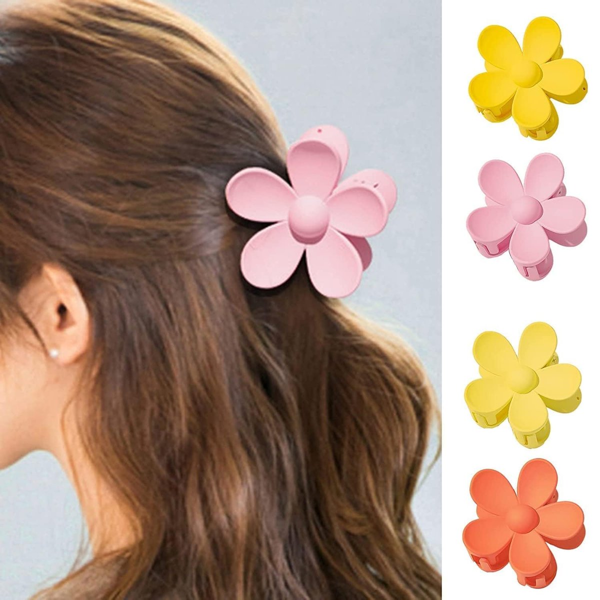 Rose Red Candy Colored Flower Hair Claw Clip – Big Cute Claw Clip for Thick Hair, Sweet Flower Hair Clip - görsel 12