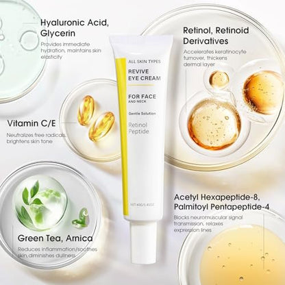 Revive Eye Cream with Retinal and Niacinamide – Reduces Under-Eye Bags, Fine Lines, Dark Circles, and Wrinkles – Stimulates Cell Renewal and Firms Skin – Korean Skin Care, 40g (1.40 fl. oz) Avelisse
