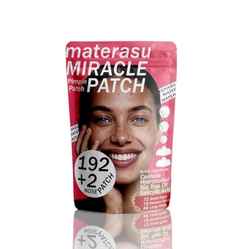Materasu Pimple Patches for Face & Nose – 192 Hydrocolloid Acne Patches with Salicylic Acid, Tea Tree Oil & Calendula Oil (8mm, 10mm, 12mm) – 3 Sizes + 2 Nose Patches - görsel 2