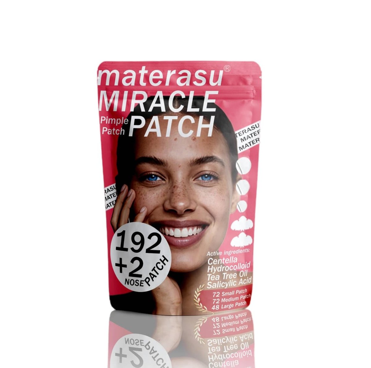 Materasu Pimple Patches for Face & Nose – 192 Hydrocolloid Acne Patches with Salicylic Acid, Tea Tree Oil & Calendula Oil (8mm, 10mm, 12mm) – 3 Sizes + 2 Nose Patches - görsel 1