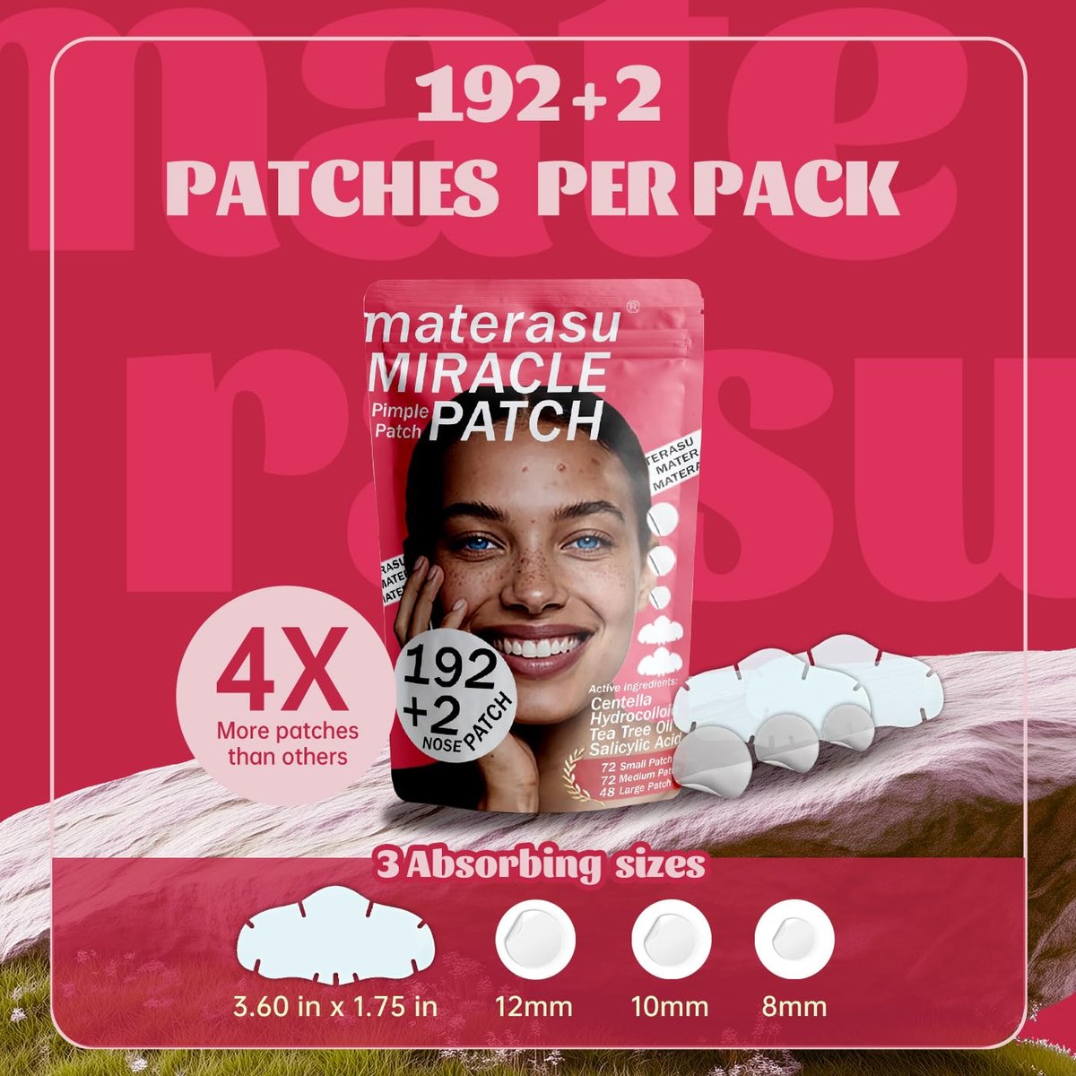Materasu Pimple Patches for Face & Nose – 192 Hydrocolloid Acne Patches with Salicylic Acid, Tea Tree Oil & Calendula Oil (8mm, 10mm, 12mm) – 3 Sizes + 2 Nose Patches - görsel 5