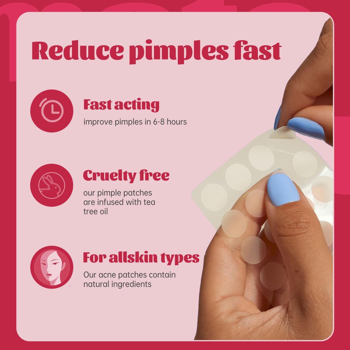 Materasu Pimple Patches for Face & Nose – 192 Hydrocolloid Acne Patches with Salicylic Acid, Tea Tree Oil & Calendula Oil (8mm, 10mm, 12mm) – 3 Sizes + 2 Nose Patches - görsel 7