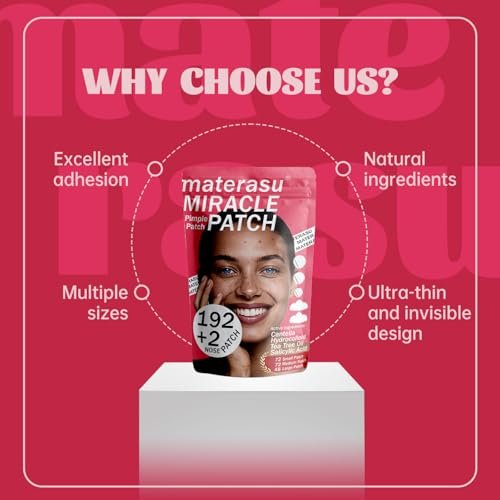 Materasu Pimple Patches for Face & Nose – 192 Hydrocolloid Acne Patches with Salicylic Acid, Tea Tree Oil & Calendula Oil (8mm, 10mm, 12mm) – 3 Sizes + 2 Nose Patches - görsel 4