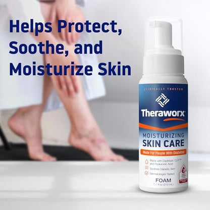 Theraworx Moisturizing Skin Care Foam for People with Diabetes – 7.1 oz – Gentle, Non-Greasy Hydration
