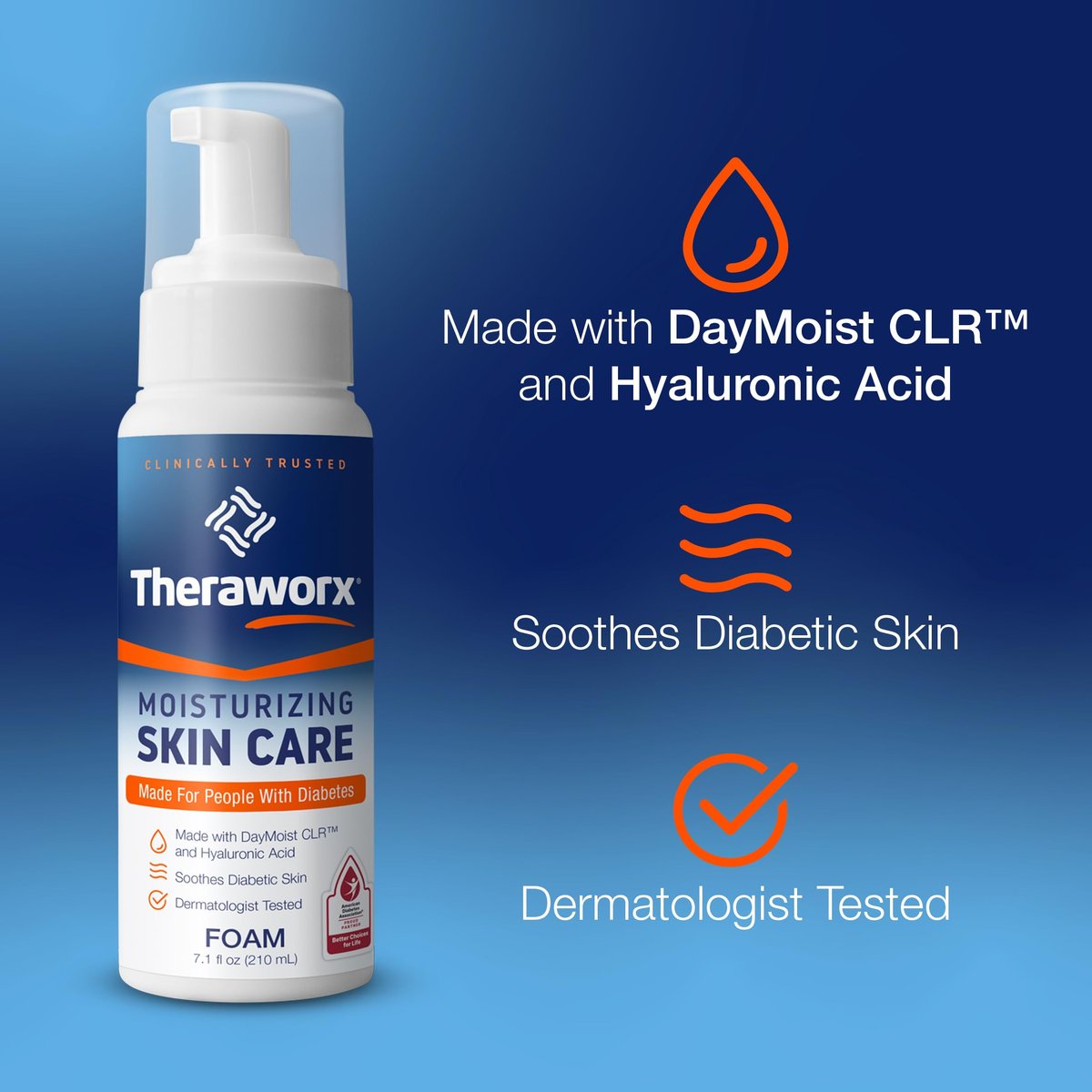 Theraworx Moisturizing Skin Care Foam for People with Diabetes – 7.1 oz – Gentle, Non-Greasy Hydration - görsel 11