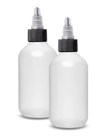 2 oz Plastic Squeeze Bottles with Twist Top Caps - Refillable Containers for Shampoo, Hair Color, Lotions, Condiments, Glues, Craft, Sauce and More - Pack of 2 - BPA Free - Made in USA