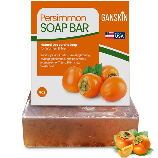 Ganskin Persimmon Soap Bar for Body Odor Control – Purifying Deodorizing Body Wash with Japanese Persimmon & Green Tea Extract