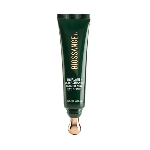 Biossance Squalane + 5% Niacinamide Eye Serum – Brightening & Depuffing Treatment for Dark Circles with Vitamin C & Caffeine, Stainless Steel Rollerball, All Skin Types Avelisse