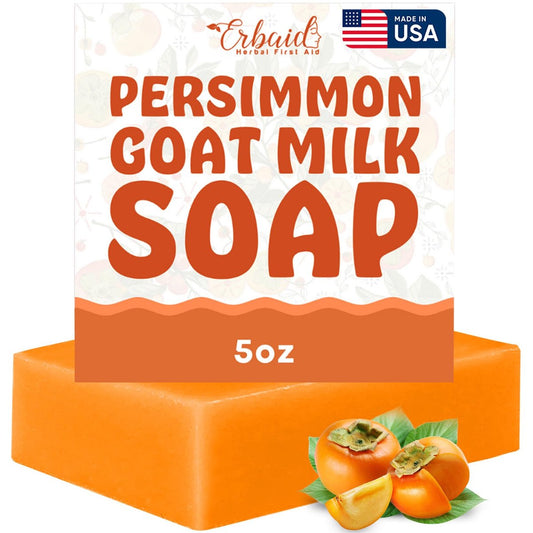 Erbaid Persimmon Soap Bar for Body Odor Control – Purifying Deodorizing Body Wash with Goat Milk for Eliminating Body Odor – Great for Skin Brightening, Natural Deodorant Soap for Men & Women