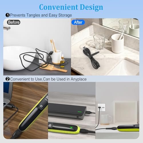 GOLDFOX 5V USB Charger Cord Compatible with Philips Norelco OneBlade 360 Shaver QP2724 QP2834 QP4530 MG7910 MG9525 MG9510 MG5910 S7887 QP1924 X5006 Electric Trimmer Shaver Replacement Charging Cable - görsel 10