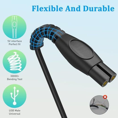 GOLDFOX 5V USB Charger Cord Compatible with Philips Norelco OneBlade 360 Shaver QP2724 QP2834 QP4530 MG7910 MG9525 MG9510 MG5910 S7887 QP1924 X5006 Electric Trimmer Shaver Replacement Charging Cable