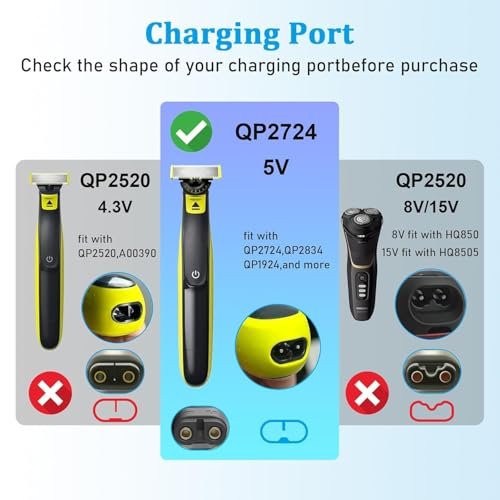 GOLDFOX 5V USB Charger Cord Compatible with Philips Norelco OneBlade 360 Shaver QP2724 QP2834 QP4530 MG7910 MG9525 MG9510 MG5910 S7887 QP1924 X5006 Electric Trimmer Shaver Replacement Charging Cable - görsel 4