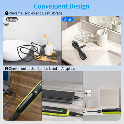 GOLDFOX 5V USB Charger Cord Compatible with Philips Norelco OneBlade 360 Shaver QP2724 QP2834 QP4530 MG7910 MG9525 MG9510 MG5910 S7887 QP1924 X5006 Electric Trimmer Shaver Replacement Charging Cable