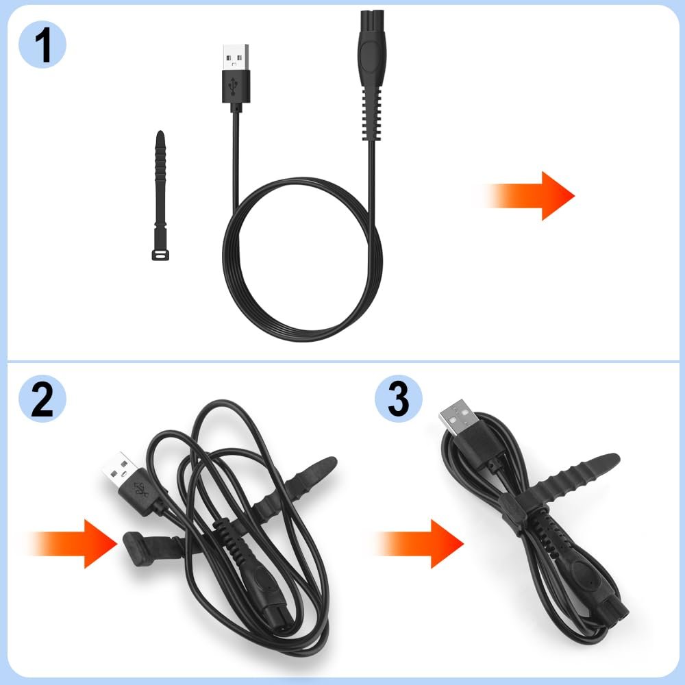 GOLDFOX 5V USB Charger Cord Compatible with Philips Norelco OneBlade 360 Shaver QP2724 QP2834 QP4530 MG7910 MG9525 MG9510 MG5910 S7887 QP1924 X5006 Electric Trimmer Shaver Replacement Charging Cable - görsel 7
