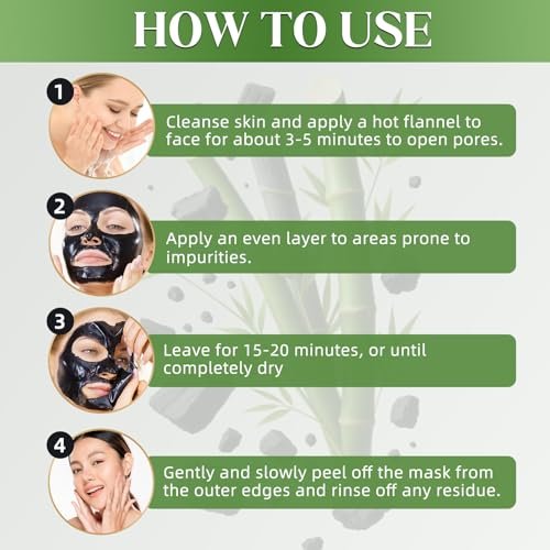 Eveellyn Blackhead Remover Mask - Bamboo Charcoal Peel Off Face Mask for Deep Cleansing, Pore Shrinking, Acne & Blackhead Removal, 120ml Avelisse
