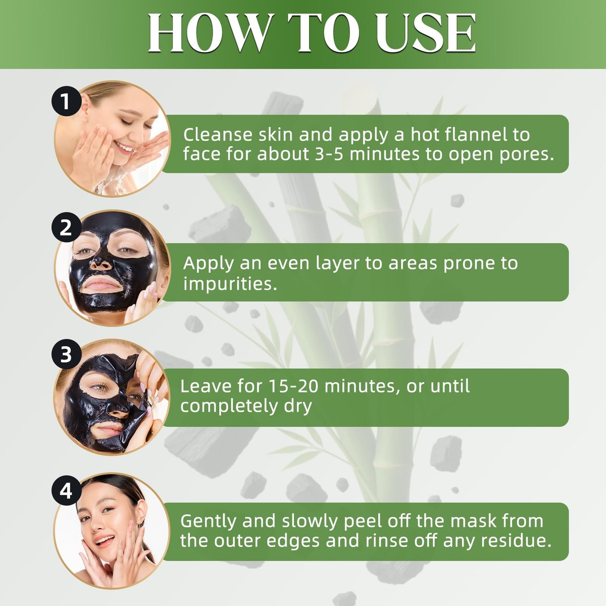 Eveellyn Blackhead Remover Mask - Bamboo Charcoal Peel Off Face Mask for Deep Cleansing, Pore Shrinking, Acne & Blackhead Removal, 120ml Avelisse